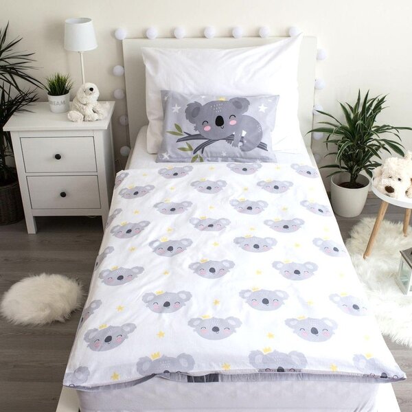 Szürke pamut gyerek ágyneműhuzat babaágyhoz 100x135 cm Koala "Sweet Dreams" – Jerry Fabrics