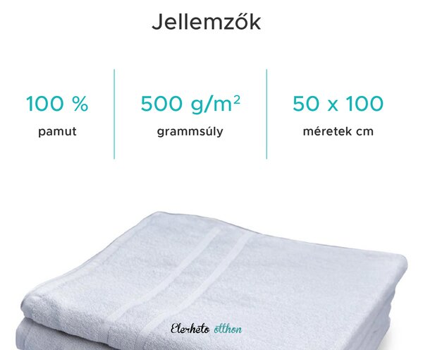 Royal szállodai törölköző 50 x 100 cm fehér, 100% pamut