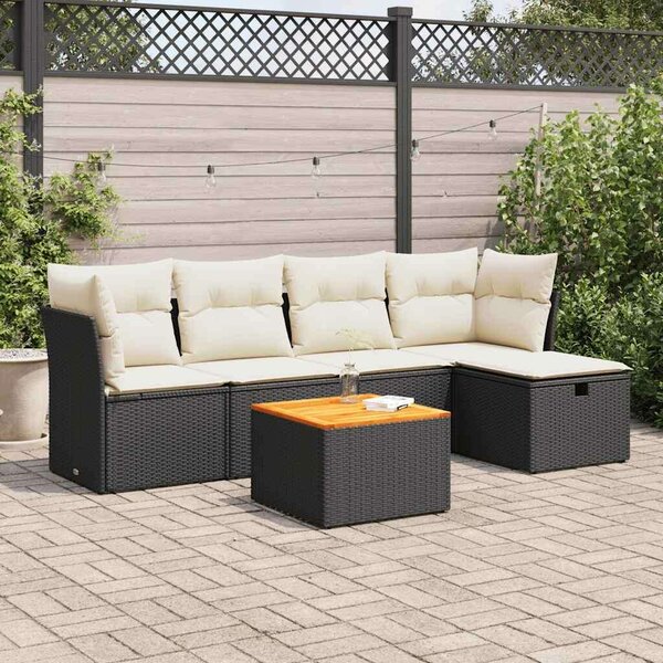 VidaXL Polyrattan Kerti Ülőgarnitúra - 6 részes - Fekete