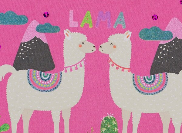 Világos pink| pamut babatakaró Láma mintával 70x90 cm