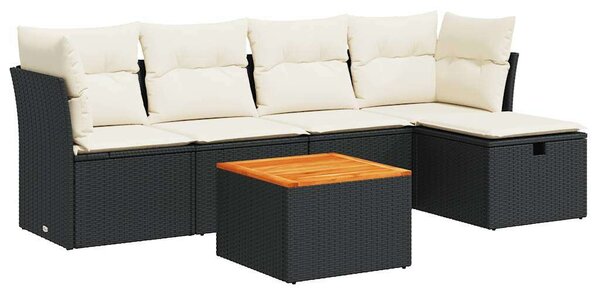 VidaXL Polyrattan Kerti Ülőgarnitúra - 6 részes - Fekete
