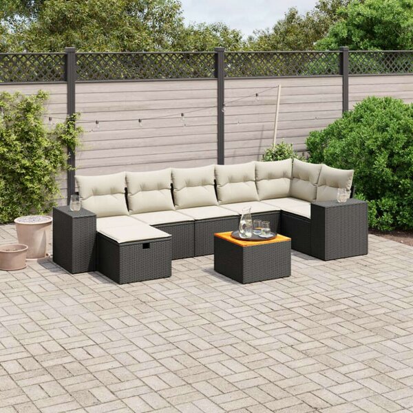 VidaXL Polyrattan Kerti Ülőgarnitúra - 8 részes, Fekete