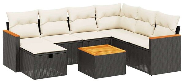 VidaXL Polyrattan Kerti Ülőgarnitúra - 8 részes - Fekete