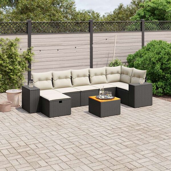 VidaXL Polyrattan Kerti Ülőgarnitúra - 8 részes, Fekete