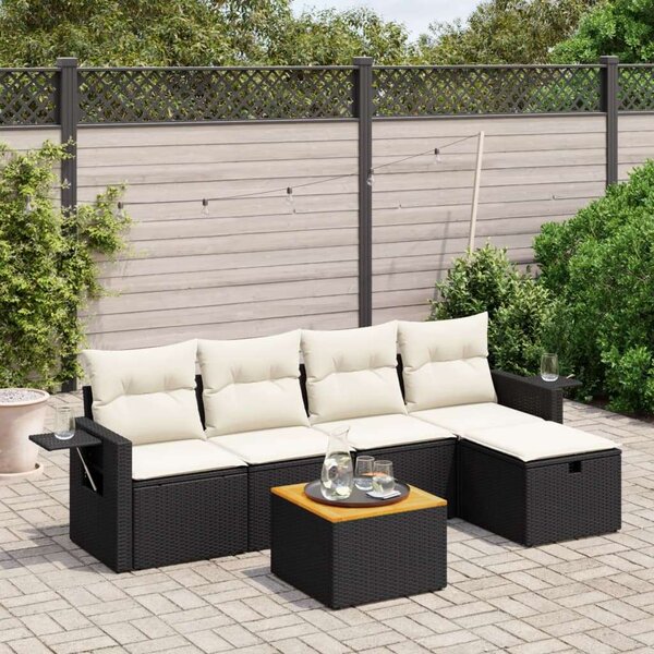 VidaXL Polyrattan Kerti Ülőgarnitúra - 6 részes - Fekete