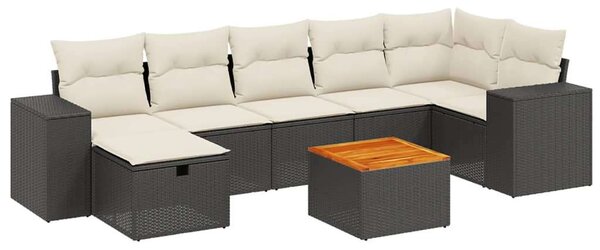 VidaXL Polyrattan Kerti Ülőgarnitúra - 8 részes, Fekete