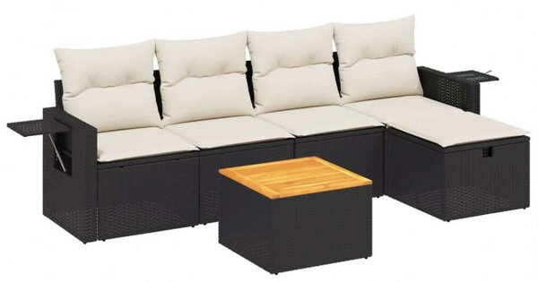 VidaXL Polyrattan Kerti Ülőgarnitúra - 6 részes - Fekete
