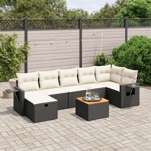 VidaXL Polyrattan Kerti Ülőgarnitúra - 8 részes - Fekete