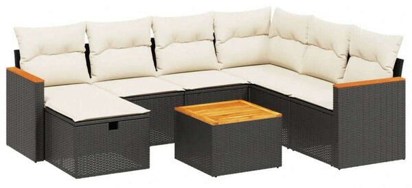 VidaXL Polyrattan Kerti Ülőgarnitúra - 8 részes - Fekete