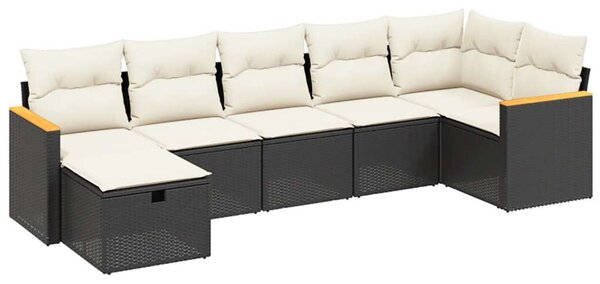 Polyrattan Kerti Ülőgarnitúra - 7 részes - Fekete
