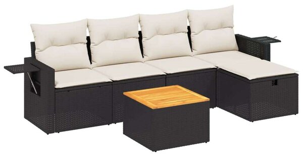 VidaXL Polyrattan Kerti Ülőgarnitúra - 6 részes - Fekete