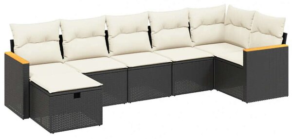 Polyrattan Kerti Ülőgarnitúra - 7 részes - Fekete