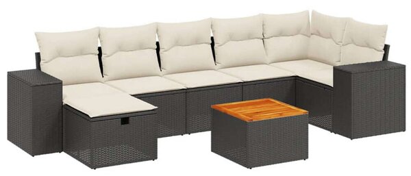 VidaXL Polyrattan Kerti Ülőgarnitúra - 8 részes, Fekete