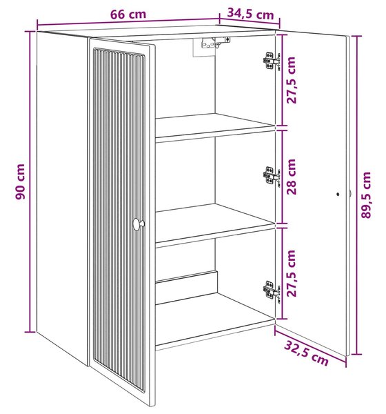 VidaXL Fali szekrény Magasfényű Fehér 66 x 34,5 x 90 cm Szerelt Fa