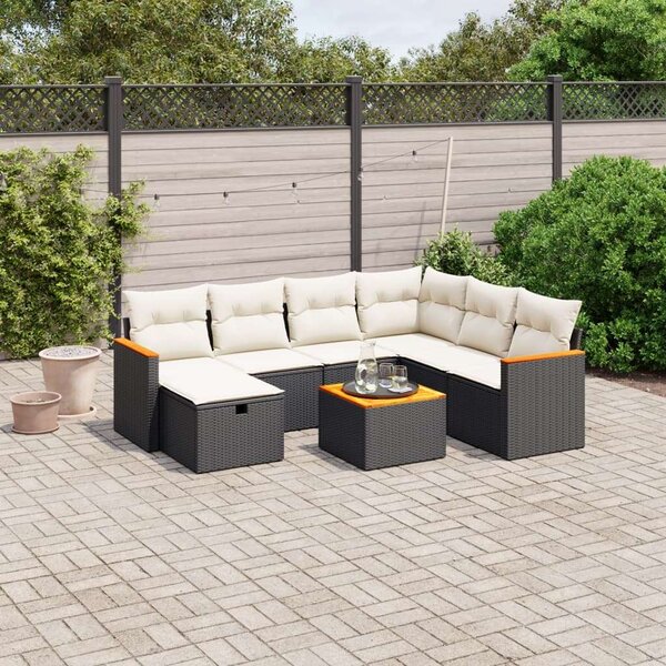VidaXL Polyrattan Kerti Ülőgarnitúra - 8 részes - Fekete