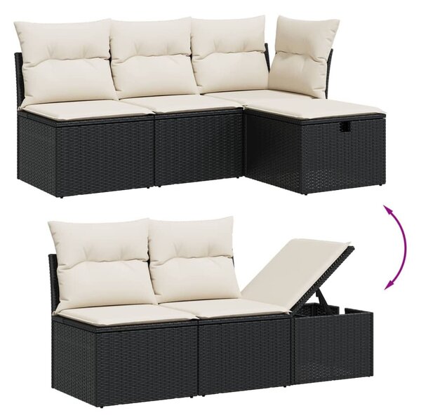 VidaXL Polyrattan Kerti Ülőgarnitúra - 6 részes - Fekete