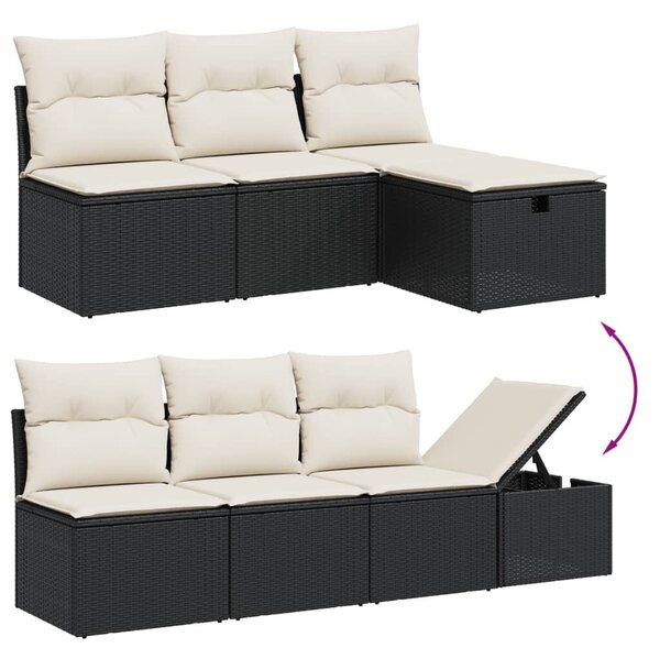 VidaXL Polyrattan Kerti Ülőgarnitúra - 8 részes - Fekete