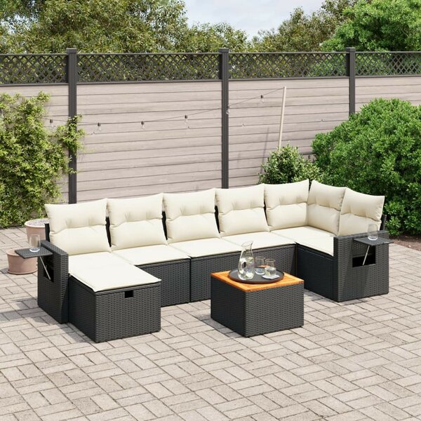 VidaXL Polyrattan Kerti Ülőgarnitúra - 8 részes - Fekete