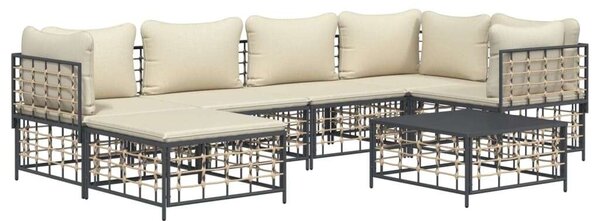 VidaXL 7-részes antracitszürke polyrattan kerti ülőgarnitúra párnákkal