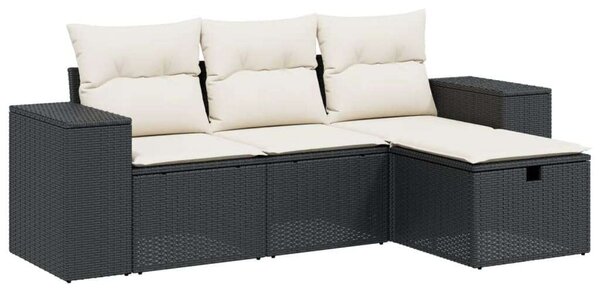 VidaXL Polyrattan Kerti Ülőgarnitúra - 4 részes - Fekete