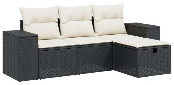 VidaXL Polyrattan Kerti Ülőgarnitúra - 4 részes - Fekete