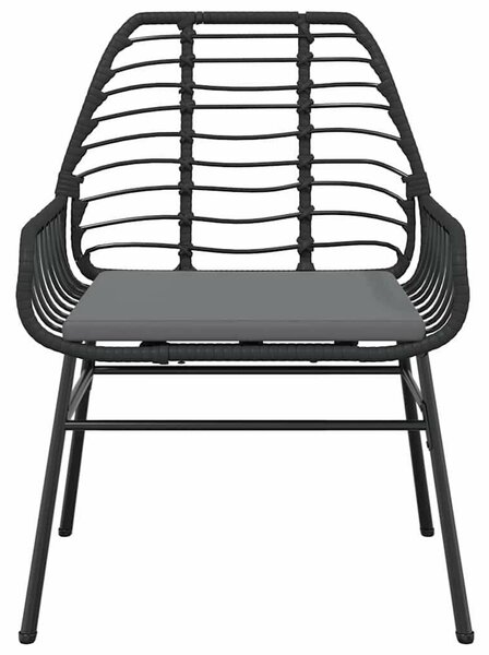 VidaXL 3 részes fekete polyrattan üveg kerti étkezőgarnitúra párnákkal