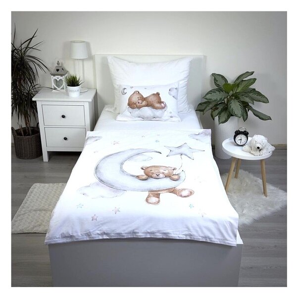 Pamut gyerek ágyneműhuzat babaágyhoz 100x135 cm Teddy "Moon" – Jerry Fabrics