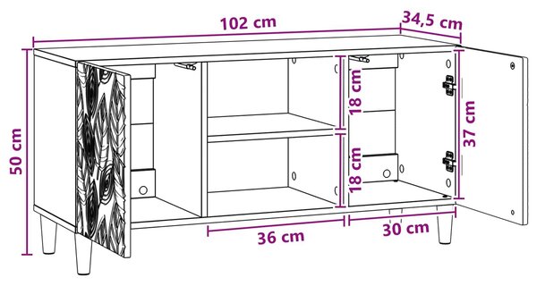 VidaXL TV szekrény 102 x 34,5 x 50 cm Füstös Tölgy Szerelt Fa