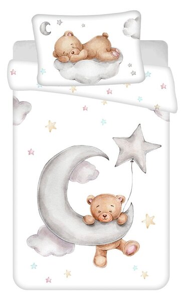 Pamut gyerek ágyneműhuzat babaágyhoz 100x135 cm Teddy "Moon" – Jerry Fabrics