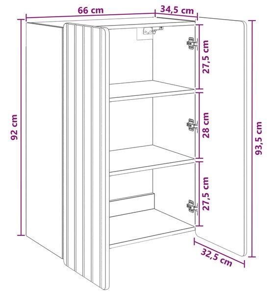 VidaXL Fali szekrény Füstös Tölgy 66 x 34,5 x 92 cm Szerelt Fa