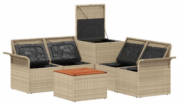 VidaXL Kanapé Szett 6 pcs 4-Ülőhelyek száma Beige és Világosszürke