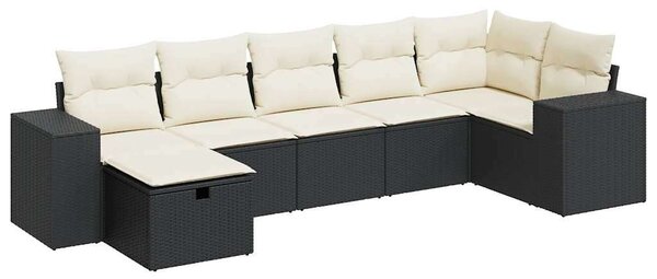 VidaXL 7 részes Kerti Ülőgarnitúra - Polyrattan - Fekete