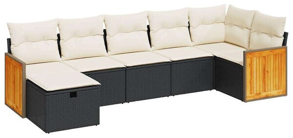 VidaXL 7 részes Kerti Ülőgarnitúra - Polyrattan - Fekete