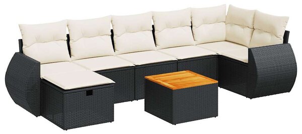 VidaXL Polyrattan Kerti Ülőgarnitúra - 8 részes - Fekete