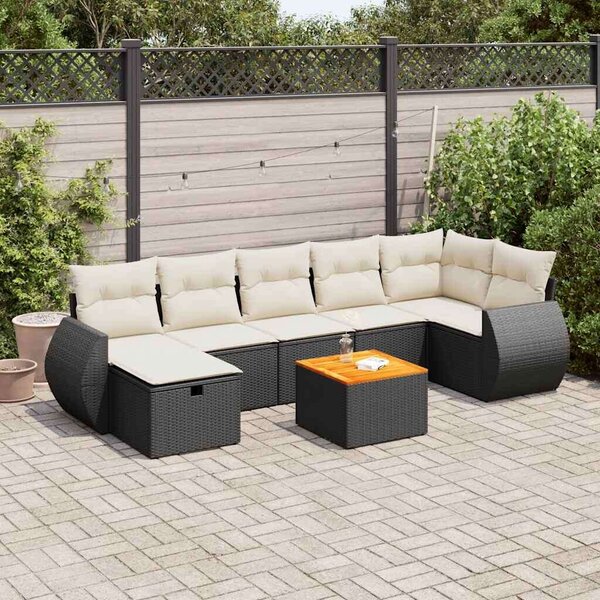 VidaXL Polyrattan Kerti Ülőgarnitúra - 8 részes - Fekete