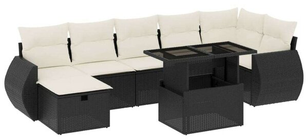 VidaXL Polyrattan Kerti Ülőgarnitúra - 8 részes - Fekete