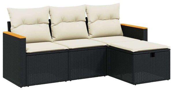 VidaXL Polyrattan Kerti Ülőgarnitúra - 4 részes - Fekete