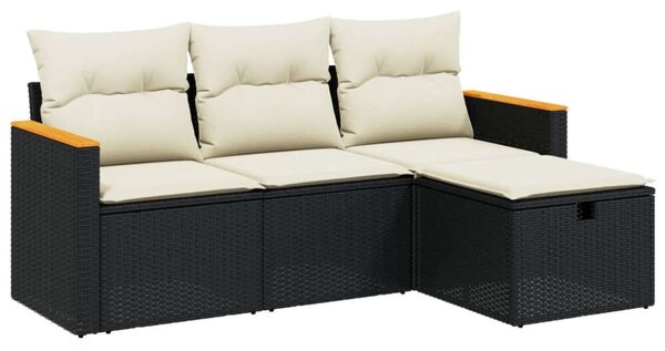 VidaXL Polyrattan Kerti Ülőgarnitúra - 4 részes - Fekete
