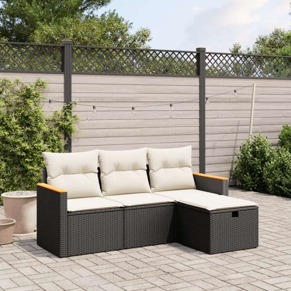 VidaXL Polyrattan Kerti Ülőgarnitúra - 4 részes - Fekete