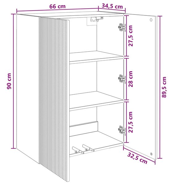 VidaXL Fali szekrény Fehér 66 x 34,5 x 90 cm Szerelt Fa