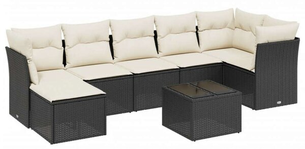 VidaXL Polyrattan Kerti Ülőgarnitúra - 8 részes - Fekete