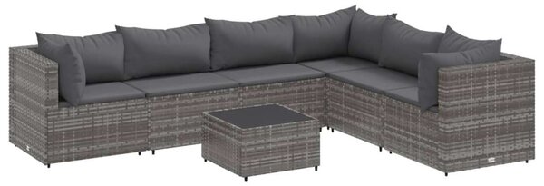 VidaXL Polyrattan Kerti Ülőgarnitúra - 7 részes - Szürke