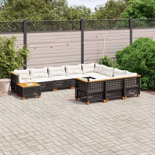 VidaXL Polyrattan Kerti Ülőgarnitúra - 11 részes - Fekete