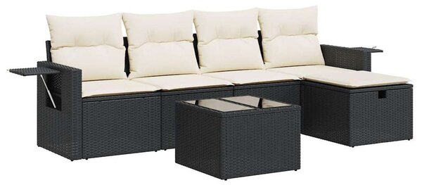 VidaXL Polyrattan Kerti Ülőgarnitúra - 6 részes - Fekete