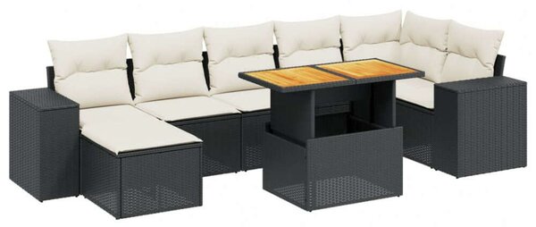 VidaXL Polyrattan Kerti Ülőgarnitúra - 8 részes - Fekete