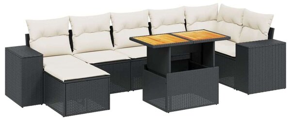 VidaXL Polyrattan Kerti Ülőgarnitúra - 8 részes - Fekete