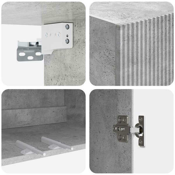 VidaXL Fali szekrény Betonszürke 66 x 34,5 x 90 cm Szerelt Fa