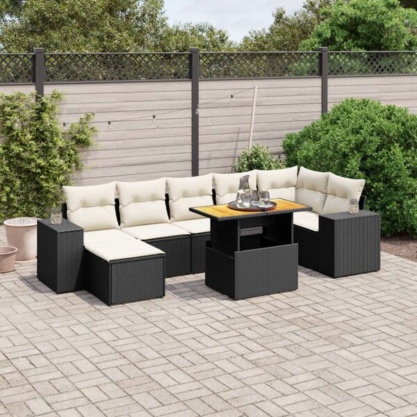VidaXL Polyrattan Kerti Ülőgarnitúra - 8 részes - Fekete