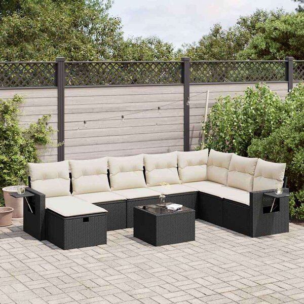 VidaXL Polyrattan Kerti Ülőgarnitúra - 9 részes - Fekete