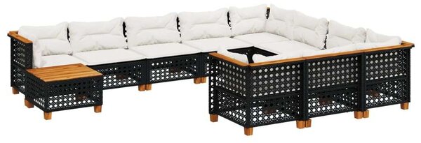 VidaXL Polyrattan Kerti Ülőgarnitúra - 11 részes - Fekete